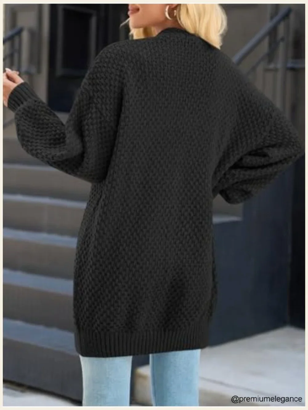 Oversized Open Front Chunky Knit Cardigan with Pockets